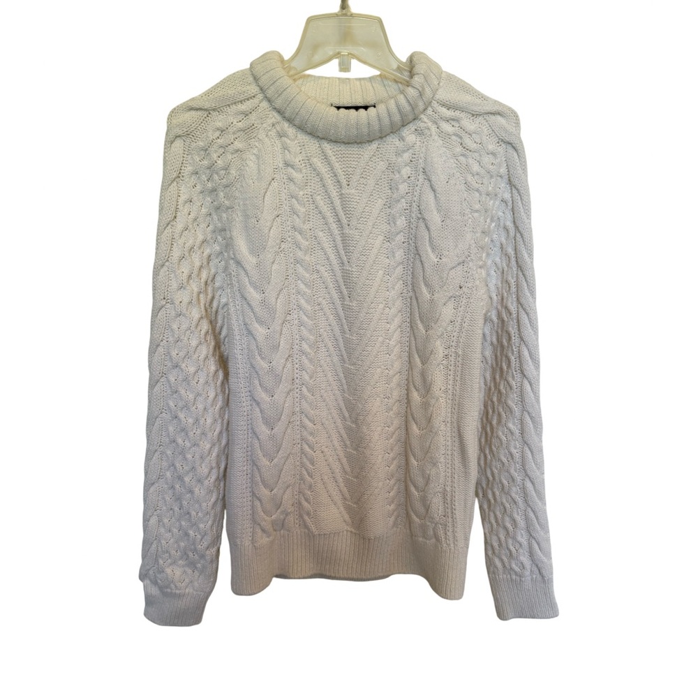 Zara Cream Cable Knit Turtleneck Sweater